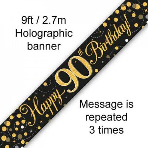 2.7m BANNER Sparkle Fizz BLACK 90th BDAY #AP109509