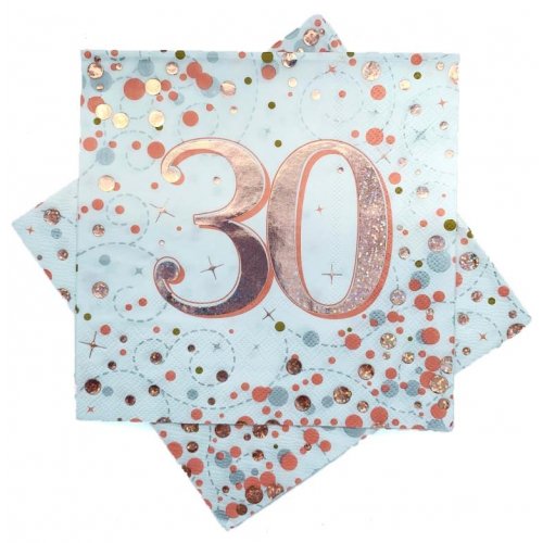 Sparkling Fizz ROSE GOLD 30th Napkins 33cm #AP635784