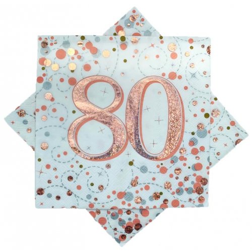 Sparkling Fizz ROSE GOLD 80th Napkins 33cm #AP635845
