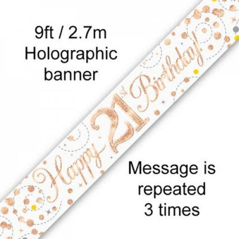 2.7m BANNER Sparkle Fizz ROSE GOLD 21st BDAY #AP109513