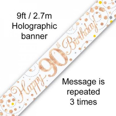 2.7m BANNER Sparkle Fizz ROSE GOLD 90th BDAY #AP109520