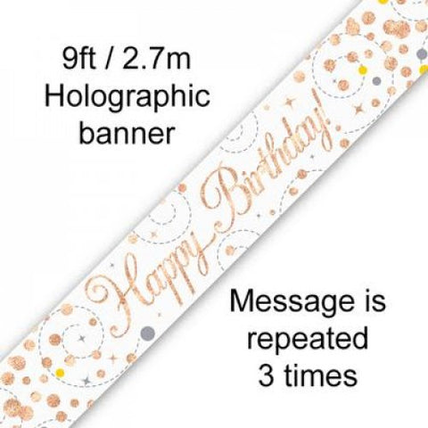 2.7m BANNER Sparkle Fizz ROSE GOLD Happy Birthday #AP109510