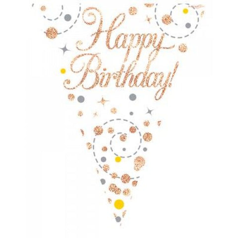 Flag Bunting Sparkle Fizz Rose Gold BIRTHDAY #AP109611