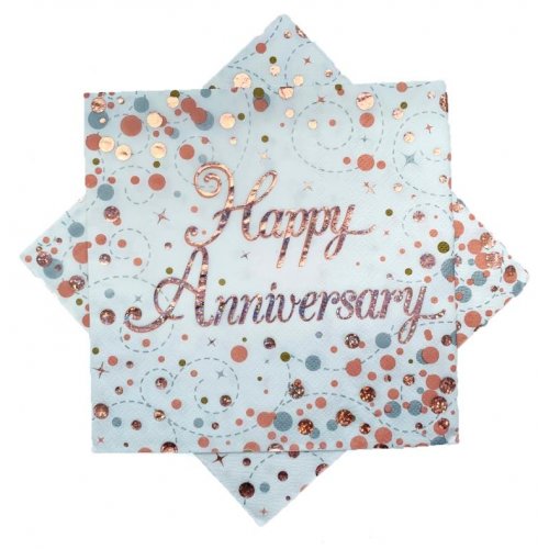 Sparkling Fizz ROSE GOLD Anniversary Napkins 33cm #AP635746