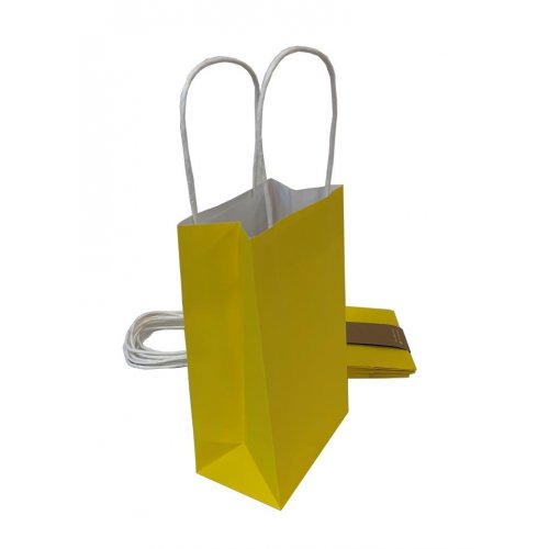 Paper Party Bag 215x130x80mm YELLOW Pk5 #465823